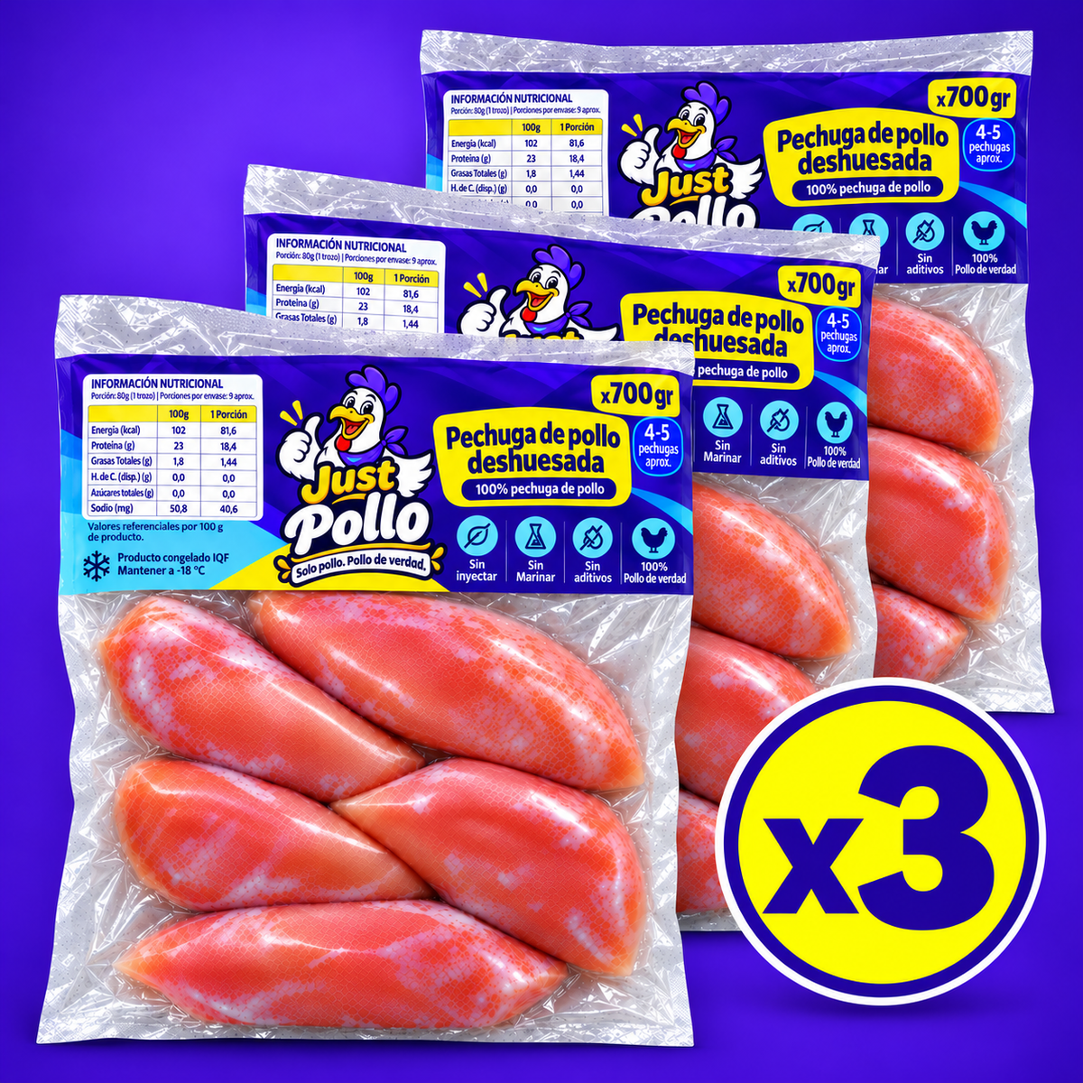 Trío · Pechuga de pollo deshuesada 2,1 kg